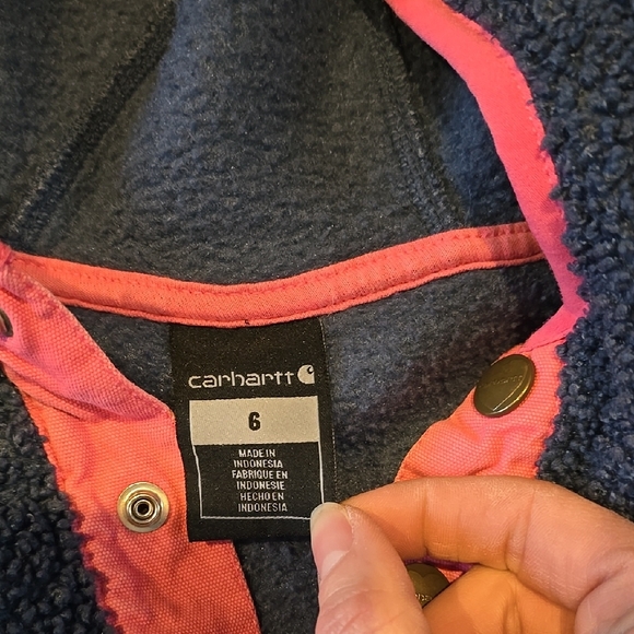 Kids Carhartt Blue and Pink Hooded Sweatshirt - Picture 2 of 3